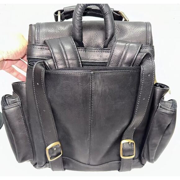 Claire Chase Uptown Backpack Saddle Style Leather Black Brass Hardware New - Picture 2 of 8